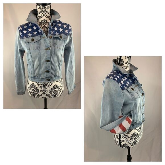light wash denim w/ us flag detail cropp… - Picture 6 of 9